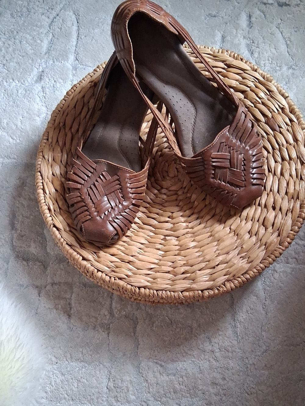 Natural Soul Brown Woven Slingback Flats